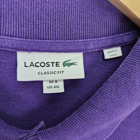 Lacoste Polo Mens US Size XXXXL 4XL Purple FR Sz 9 Classic Fit Short Sleeve Golf - Picture 6 of 10